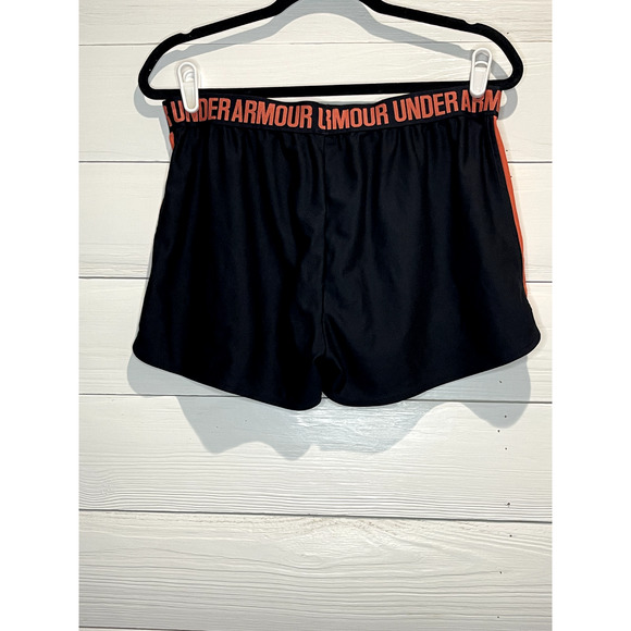 Under Armour Size L Women Black/Orange Performance Active Track Shorts - Picture 2 of 3